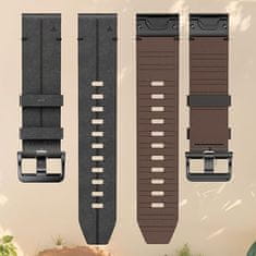 GS Usnjen pašček Quickfit za Garmin Fenix 5X/6X/6X PRO/7X, črne barve