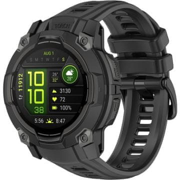 GS Silikonski pašček za Garmin Instinct 3 45 mm, črne barve