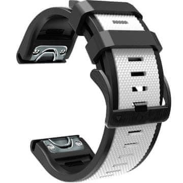 GS Silikonski pašček Quickfit 22 mm za Garmin, bel/črn