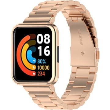 GS Zapestnica iz nerjavečega jekla za Xiaomi Redmi Watch 2 Lite, roza zlata
