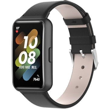 GS Usnjen pašček za Huawei Band 7, črne barve