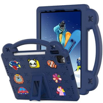GS Ovitek za iPad Air 10,9" M1 2022 / 2020 / Pro 11" M2 2022 / M1 2021 / 2020 / 2018, ljubki vzorci, s stojalom, temno moder
