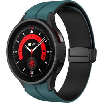 GS Silikonski pašček za Samsung Galaxy Watch 4/5/6/7/FE 40/42/43/44/45/46/47 mm, zelen/črn
