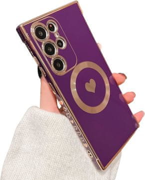 GS Ovitek za Samsung Galaxy S23 Ultra, MagSafe Heart, vijoličen