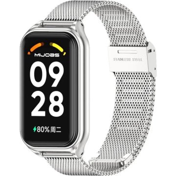 GS Milanska zapestnica za Xiaomi Redmi Smart Band 2 / Xiaomi Smart Mi Band 8 Active, srebrna