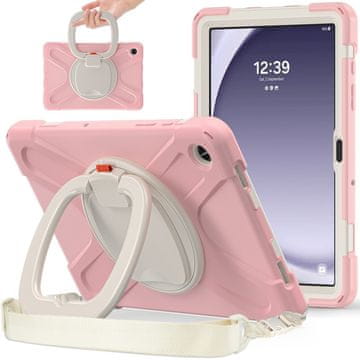 GS Ovitek za Samsung Galaxy Tab A9+ X210 / X215 / X216B, oklepni, vrtljiv za 360 stopinj, roza