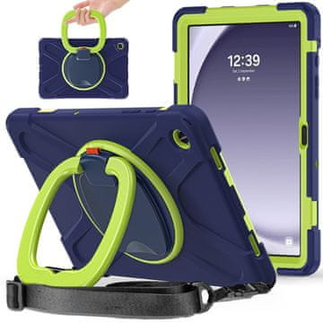 GS Ovitek za Samsung Galaxy Tab A9+ X210 / X215 / X216B, oklepni, vrtljiv za 360 stopinj, temno moder
