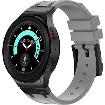 GS Silikonski pašček za Samsung Galaxy Watch 4/5/6/7/FE 40/42/43/44/45/46/47 mm, siva/črna zaponka