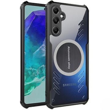 GS Ovitek za Samsung Galaxy M55 5G, z magnetno ploščo, prozoren / črn