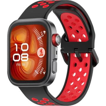 GS Silikonski pašček za Huawei Watch Fit 4 / 4 Pro / 3, črn / rdeč
