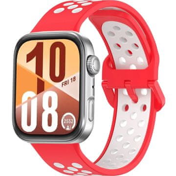 GS Silikonski pašček za Huawei Watch Fit 4 / 4 Pro / 3, rdeč / bel