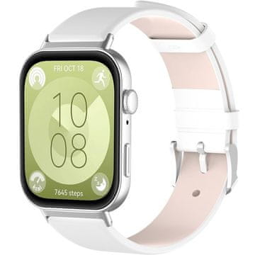 GS Usnjen pašček za Huawei Watch Fit 4 / 4 Pro / 3, bel