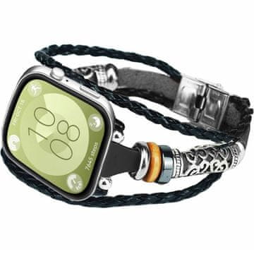 GS Usnjen pašček za Huawei Watch Fit 4 / 4 Pro / 3, črne barve