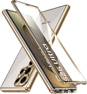 GS Ovitek za Samsung Galaxy S25 Ultra, dvojno magnetno steklo, zlat