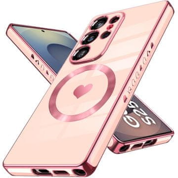 GS Ovitek za Samsung Galaxy S25 Ultra, MagSafe Heart, roza
