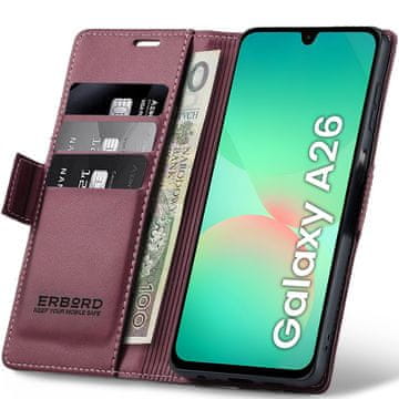 Overboard Ovitek za Samsung Galaxy A26 5G, sijoč liči , denarnica s preklopom, rdeč