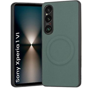 GS Ovitek za Sony Xperia 1 VI, usnjen hibridni MagSafe, zelen