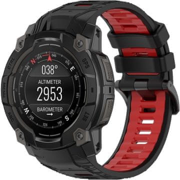 GS Silikonski pašček za Garmin Instinct 3 Solar / Instinct 3 AMOLED 45 mm - športen, črno-rdeč