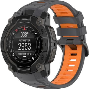 GS Silikonski pašček za Garmin Instinct 3 Solar / Instinct 3 AMOLED 50 mm - dvobarven, sivo-oranžen