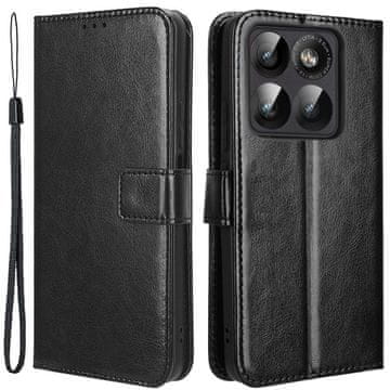 GS Elegantna preklopna torbica za Motorola Edge 60 Pro, denarnica Crazy Horse - črna