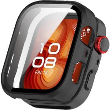 GS Ovitek 2 v 1 + kaljeno steklo za Huawei Watch Fit 4 Pro, črn