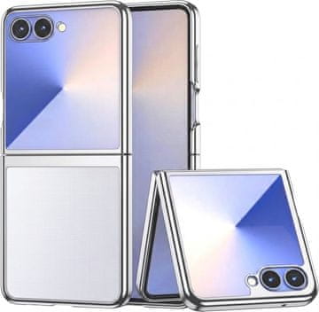 GS Prozoren ovitek za Samsung Galaxy Z Flip 8, trdi ovitek, srebrn okvir