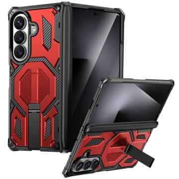GS Oklepni ovitek za Samsung Galaxy Z Fold 8 Ultra, s stojalom in pokrovom tečajev, za MagSafe, rdeč