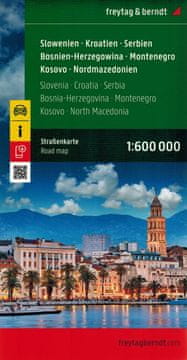 Freytag & Berndt Slovenija, Hrvaška, Srbija, Bosna in Hercegovina, Črna gora, Kosovo, Severna Makedonija. Cestni zemljevid. Izdaja 2024.