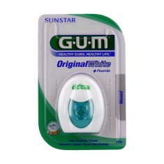 GUM Zobna nitka, I, originalna bela nitka, s fluoridom in silicijevimi mikrodelci, 30 m