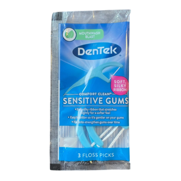 DenTek Komplet zobnih trakov, , Comfort Clean, za občutljive dlesni, 3 kosi