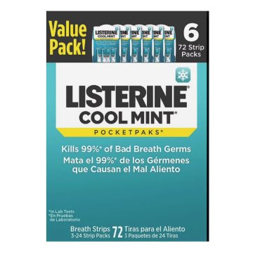 Listerine Komplet 6 trakov PocketPaks Fresh Breath, hladna meta, brez sladkorja, 72 trakov na pakiranje, skupaj 432 trakov