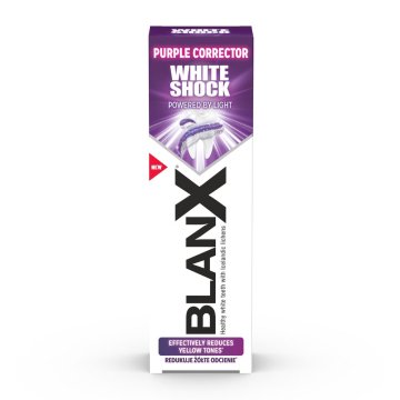 Blanx Zobna pasta White Shock Purple Corrector, optična korekcija odtenka, vizualni učinek beljenja, 75 ml