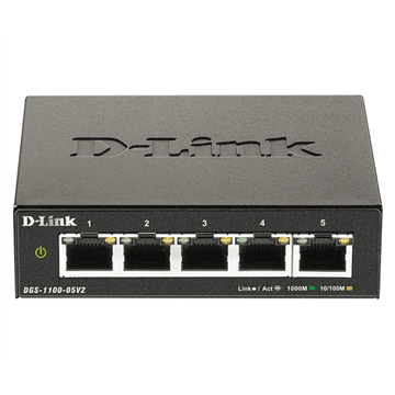 D-Link | Pametno upravljano stikalo | DGS-1100-05V2/E | Upravljano L2 | Namestitev v rack | Število vrat 10/100 Mbps (RJ-45) | Število vrat 1 Gbps (RJ-45) 5 | Število vrat SFP | Število vrat PoE | PoE+ cf