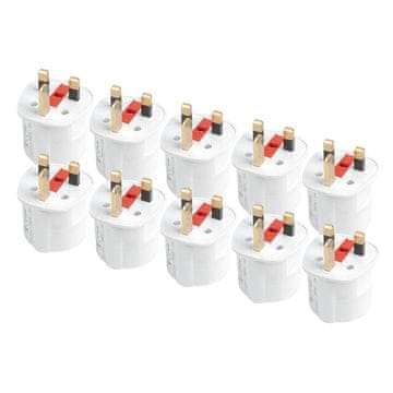 AMIO Komplet potovalnih adapterjev z varovalko EU UK 13A 250V 10 kosov -04858