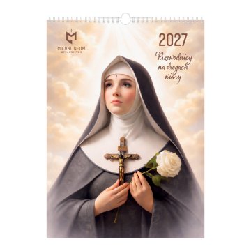 Koledar s svetniki 2027 Sveta Rita iz Cascije s križem in vrtnico