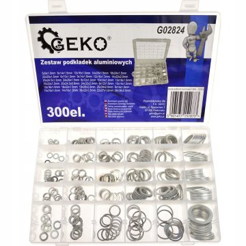GEKO 300-delni komplet aluminijastih podložk, mešane velikosti, G02824