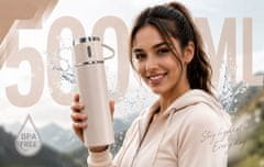 Termoska 500 ml + 3 skodelice, komplet termosov iz nerjavečega jekla, darilo za turiste, ROZA