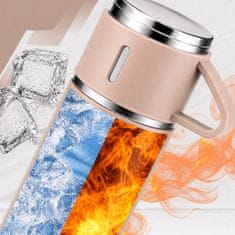 Termoska 500 ml + 3 skodelice, komplet termosov iz nerjavečega jekla, darilo za turiste, ROZA