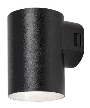 Moderna črna okrogla zunanja stenska svetilka, Ø7,5 cm, cev 11 cm, spremenljiva barva, LED 9 W IP65, URFA Rabalux
