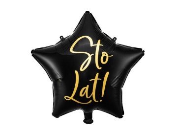 PartyDeco Vse najboljše za rojstni dan! Folija balon s črno zvezdo 40 cm