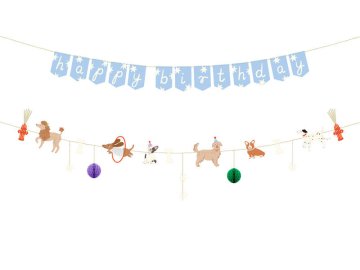 PartyDeco Transparent za pse z motivom vsega najboljšega rojstnega dne, 210 cm