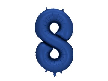 PartyDeco Folija balon številka 8, 86 cm, temno moder, saten