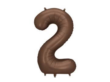 PartyDeco Folija balon številka "2" - 86 cm, moka, rjava, saten