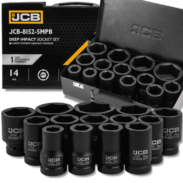 JCB 1" Cr-Mo 6-kraki komplet udarnih nastavkov, 14 kosov