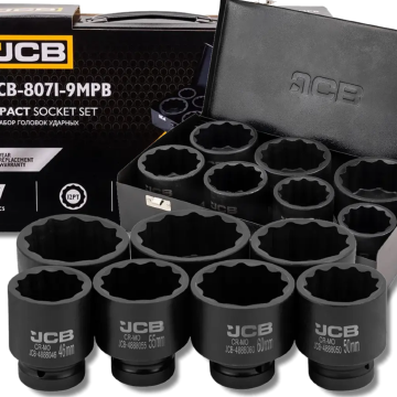 JCB komplet udarnih nastavkov 1" Cr-Mo 12-koničastih, 7 kosov, 46-75 mm