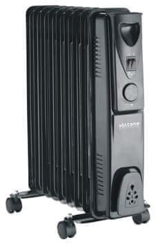 Volteno Črn električni oljni radiator z 9 rebri na kolesih 2000 W