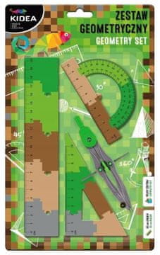Derform Geometrijski komplet 20 cm 4 elementi, ravnilo, kotomer, kotomer, šestilo