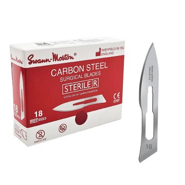 Swann Morton 18-rezilno sterilno 100-delno kirurško rezilo iz ogljikovega jekla