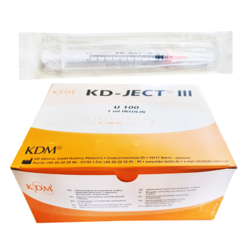 DM Inzulinska brizga z iglo 1 ml U-100 G29 (0,33X12,7) KD-JECT III 100 kosov
