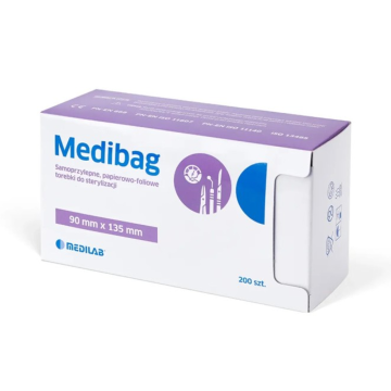 Medilab MediBag samolepilne sterilizacijske vrečke 90 mm x 135 mm, ploščate, papir-folija, 200 kosov
